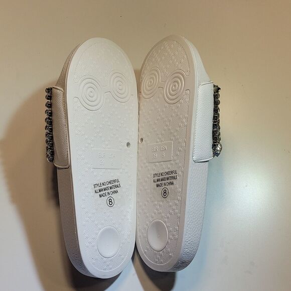 BRAND NEW SHOELAND CHEERFUL RHINESTONES EMBELLISHMENTS SLIDES SANDAL - Picture 14 of 15